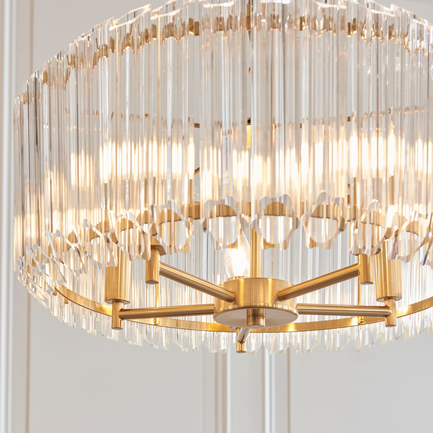MBL ID 13979 brushed brass & glass chandelier 5 light 52cm diameter