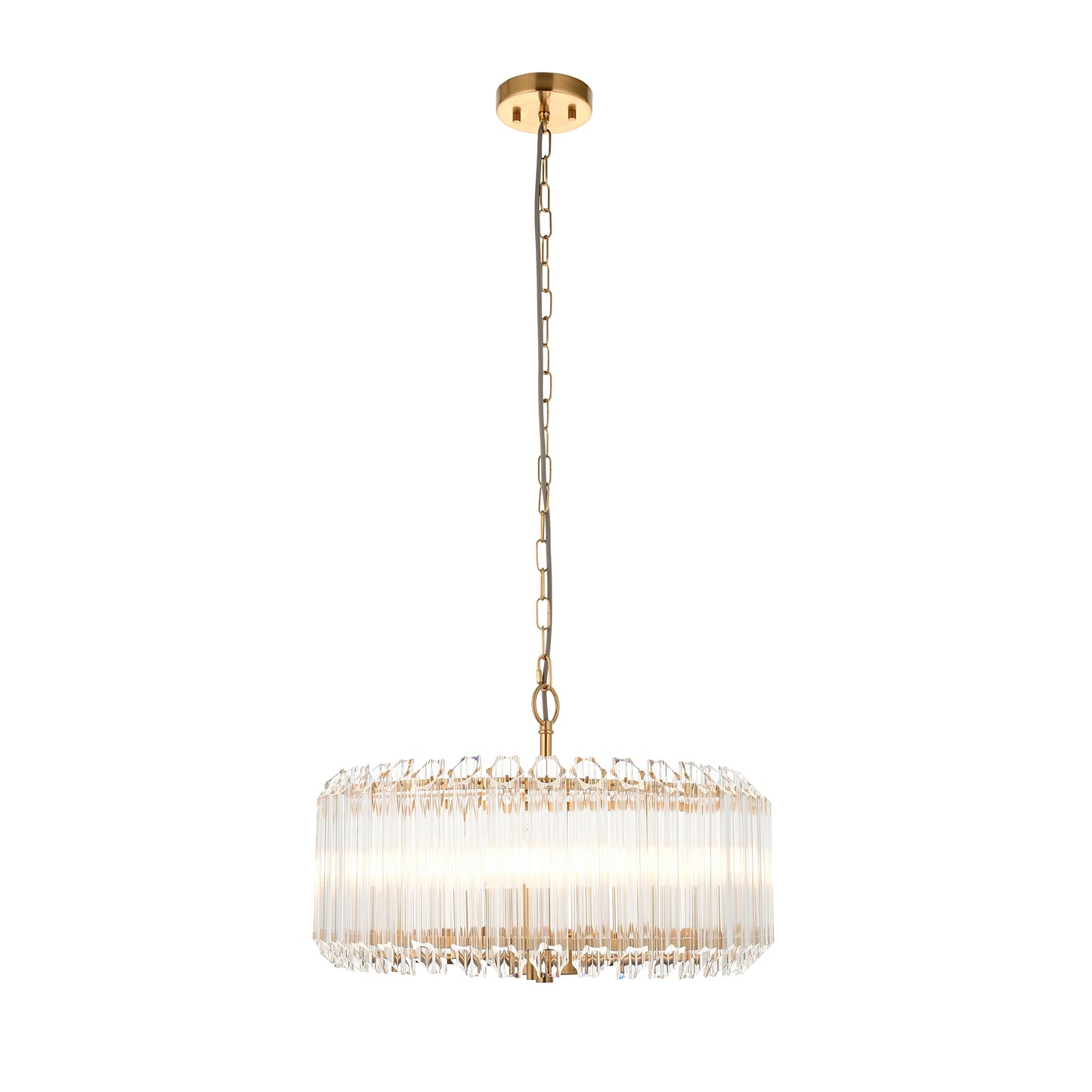 MBL ID 13979 brushed brass & glass chandelier 5 light 52cm diameter