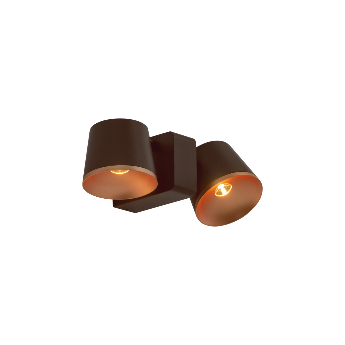 Halkin Modern Double LED Spotlight in Dark Brown With Copper Facia - ID 15135