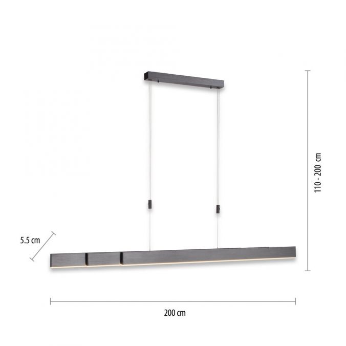 MOT Grey Anodised Remote Controlled Length Adjustable LED Ceiling Light - ID 13283