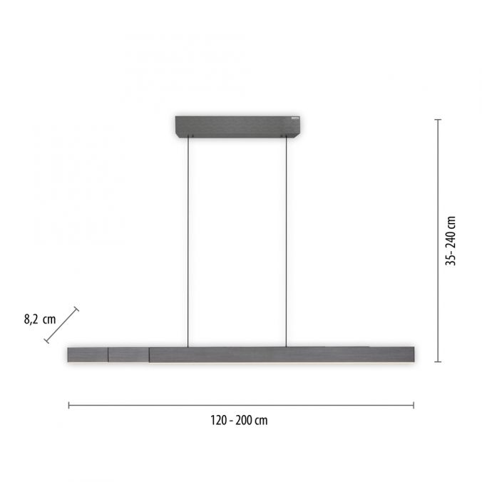 MOTRIS Grey Anodised Remote Controlled Height & Length Adjustable LED Ceiling Light - ID 13247