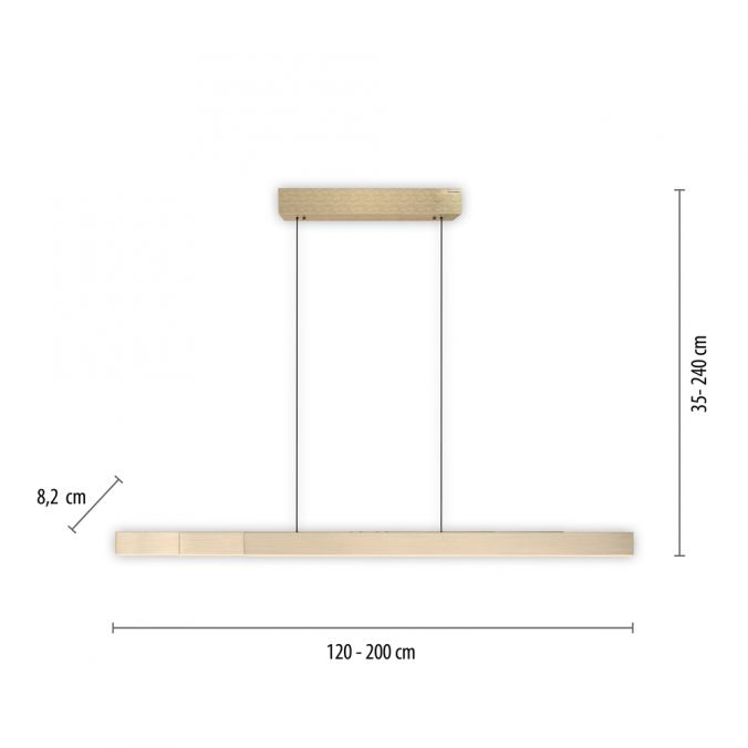 MOTRIS Matt Brass Remote Controlled Height & Length Adjustable LED Ceiling Light - ID 13279