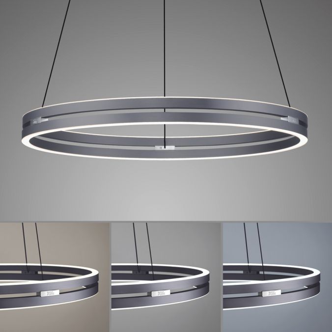 ELO Remote Controlled 70cm Height Adjustable Ring Pendant in Grey - ID 13931