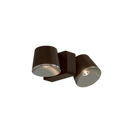 Halkin Modern Double LED Spotlight in Dark Brown With Silver Facia - ID 15136