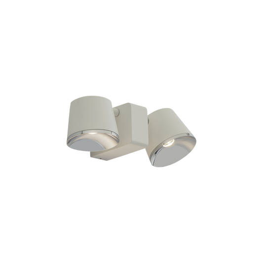 Halkin Modern Double LED Spotlight In White With Silver Facia - ID 12320
