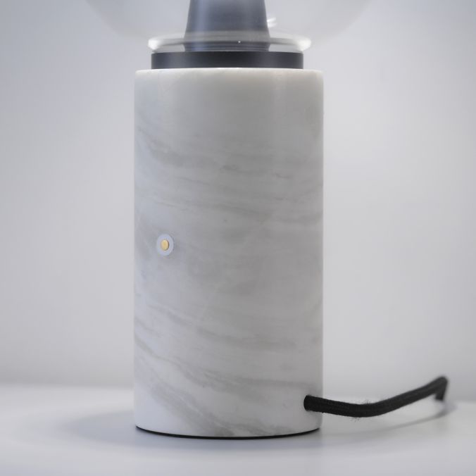 Touch Dim Table Lamp in Grey with Smoked Glass and Mable Base - ID 15170