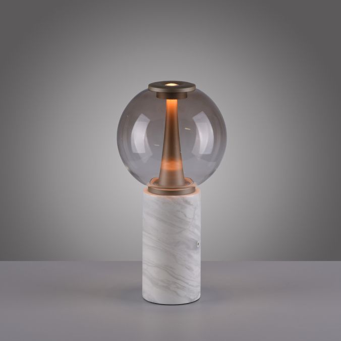 Touch Dim Table Lamp in Bronze with Amber Glass and Mable Base - ID 15169