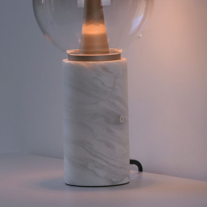 Touch Dim Table Lamp in Bronze with Amber Glass and Mable Base - ID 15169
