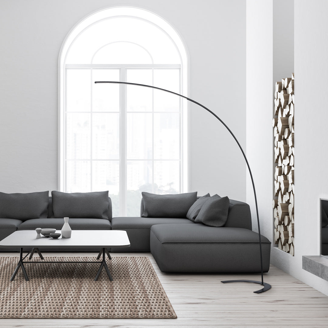 Black Arched Minimalistic 2m Floor Lamp - ID 14943