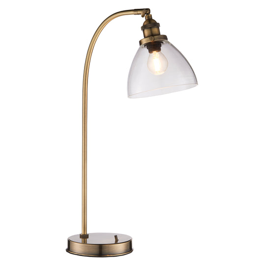 HAN Antique Brass Table Lamp with Clear Glass Shade - ID 12217