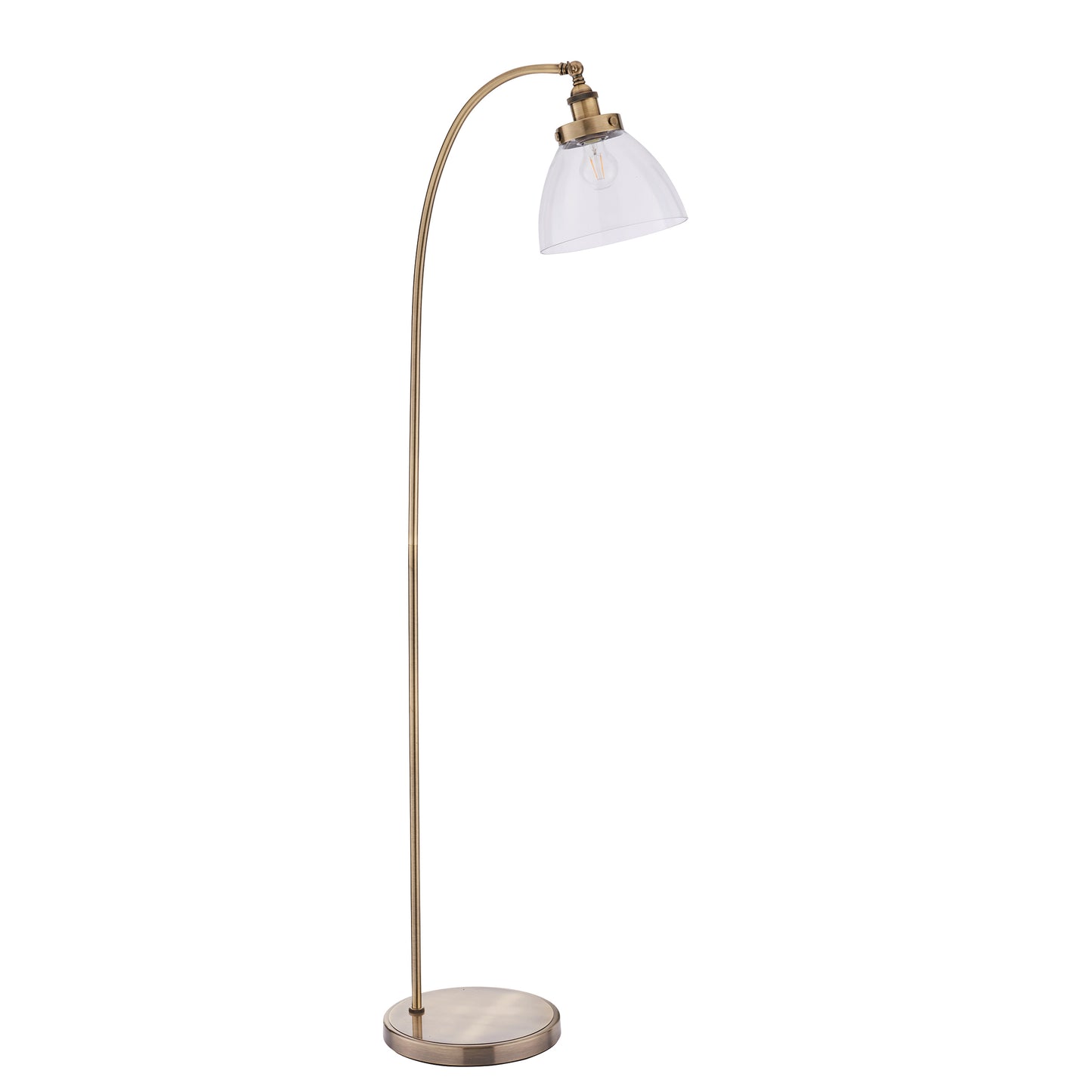 HAN Antique Brass Floor Lamp with Clear Glass Shade - ID 10410