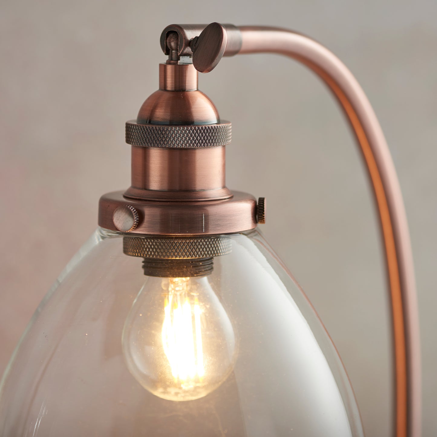 HAN Aged Copper Table Lamp with Clear Glass Shade - ID 13017