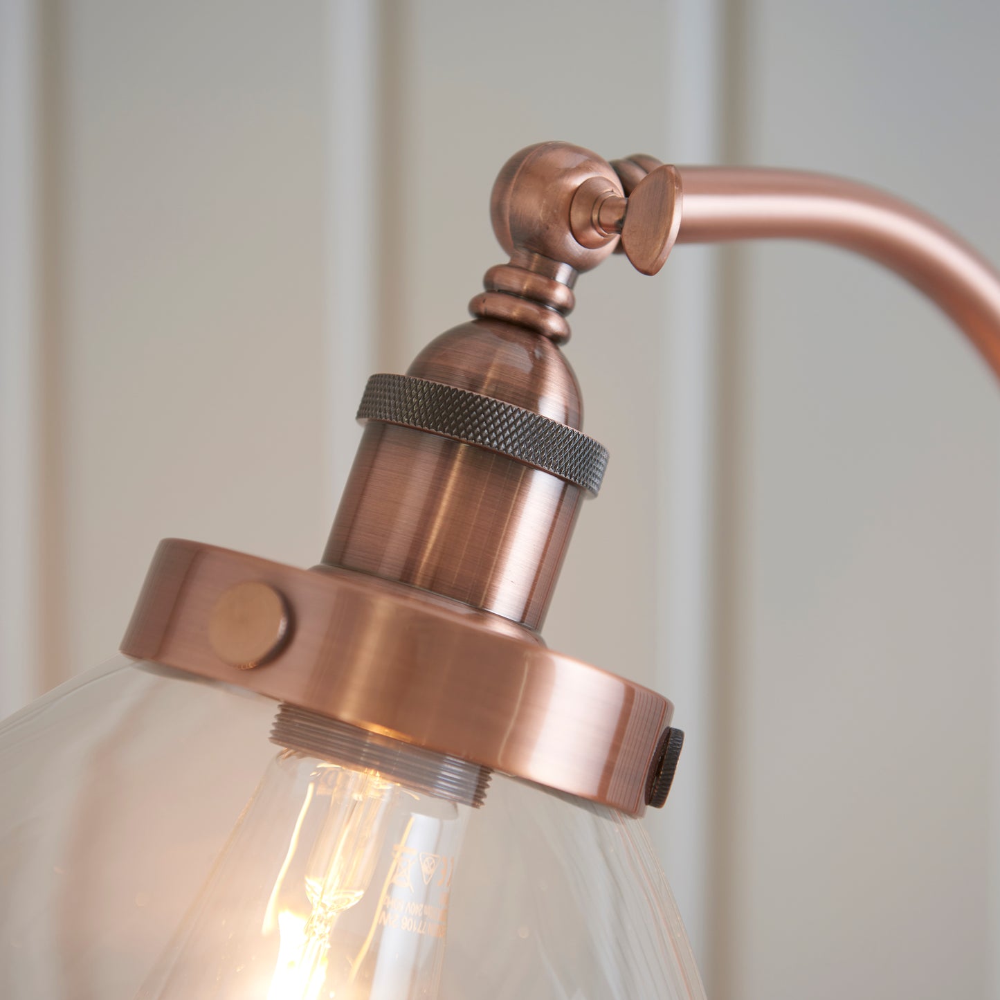 HAN Aged Copper Floor Lamp with Clear Glass Shade - ID 11021