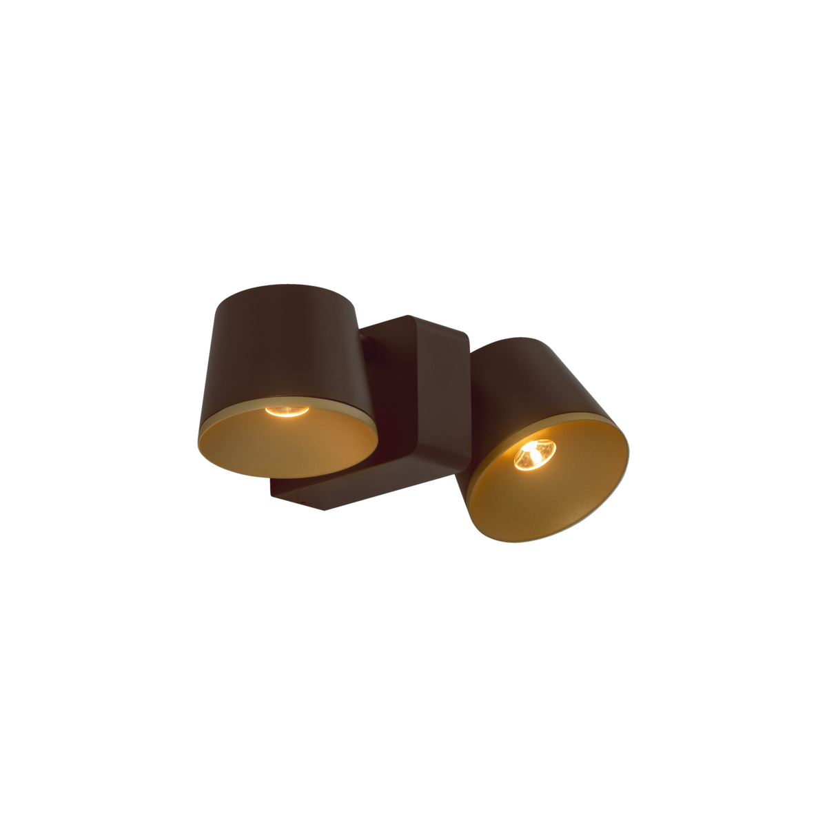 Halkin Modern Double LED Spotlight in Dark Brown With Gold Facia - ID 15137