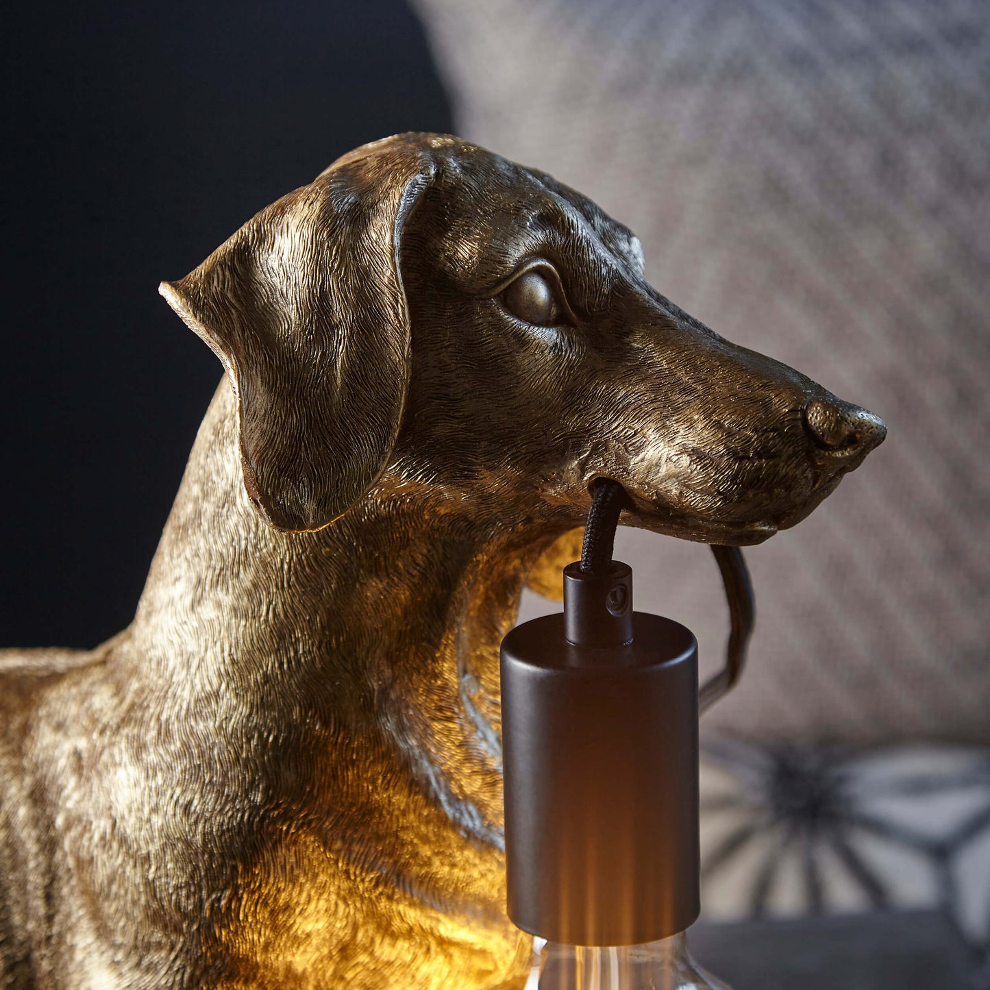 Vintage Gold Dachshund Table Light- ID 12553