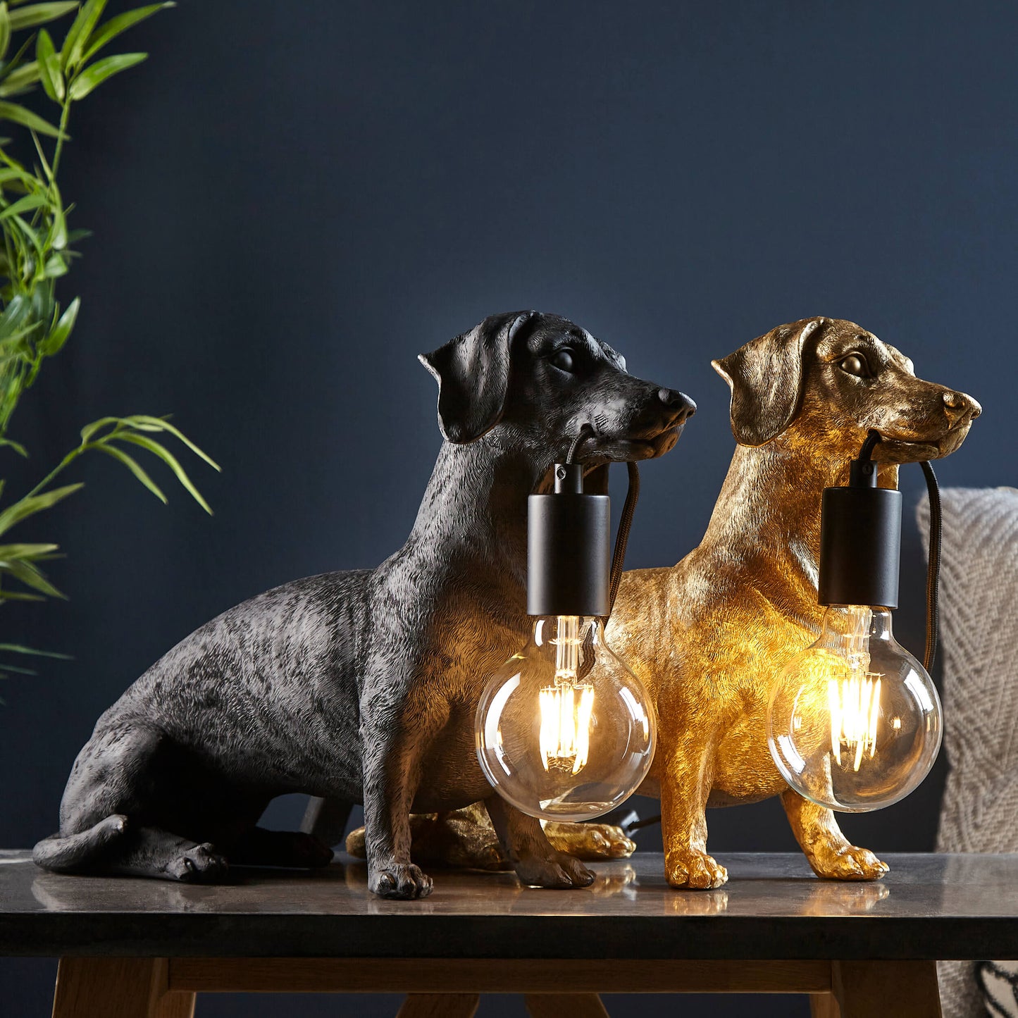 Vintage Gold Dachshund Table Light- ID 12553