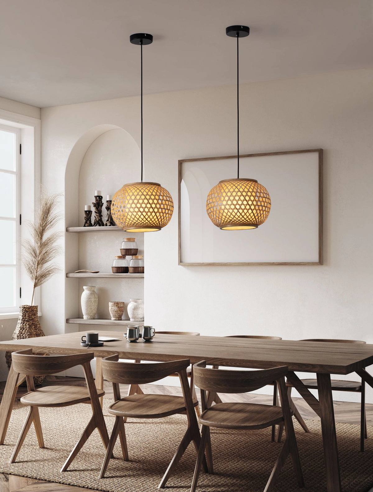 SAM Natural Rattan Large Single Pendant - ID 15024