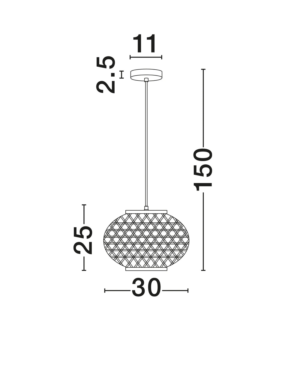 SAM Natural Rattan Large Single Pendant - ID 15024