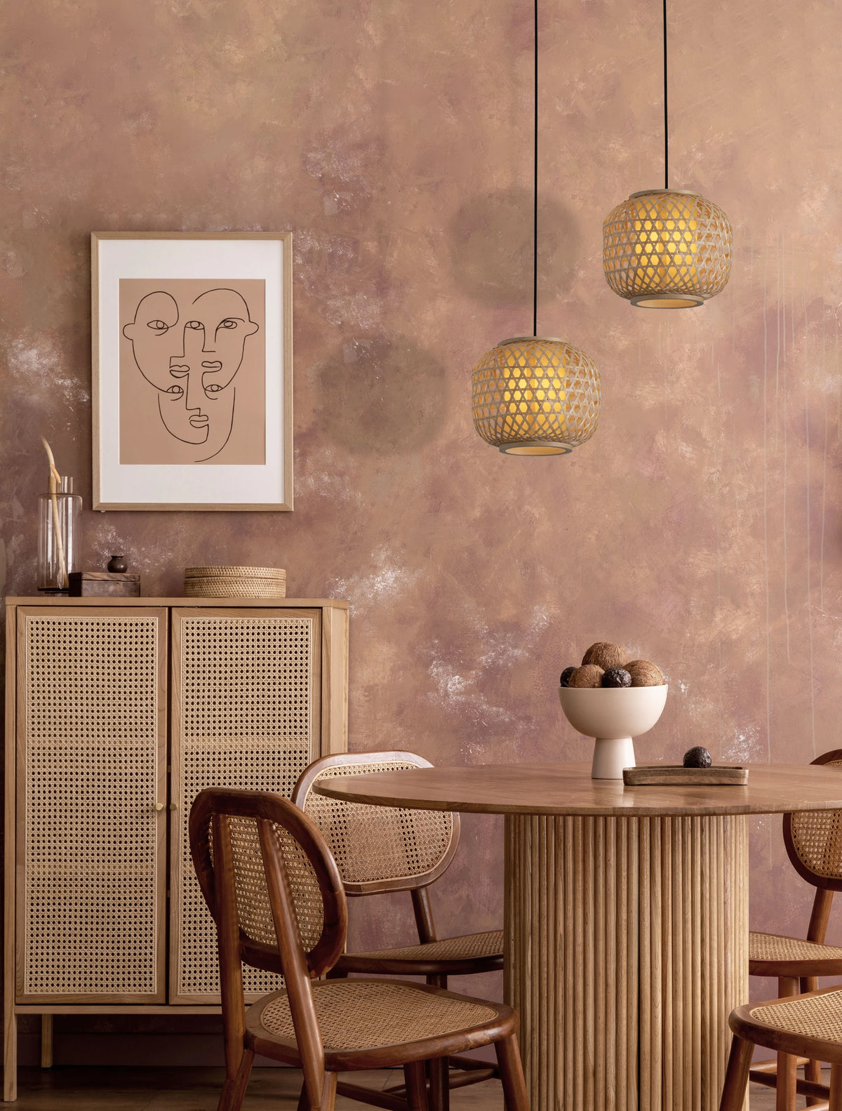 SAM Natural Rattan Medium Single Pendant - ID 15023
