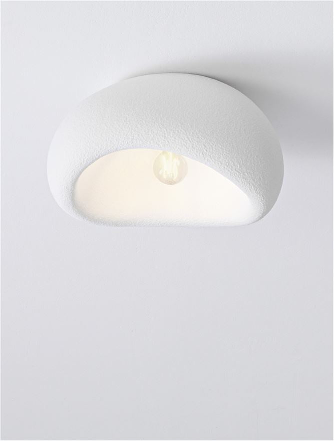 LEF Small Sandy White Polyurethane & Resin Quaver Flush Ceiling Light - ID 13567