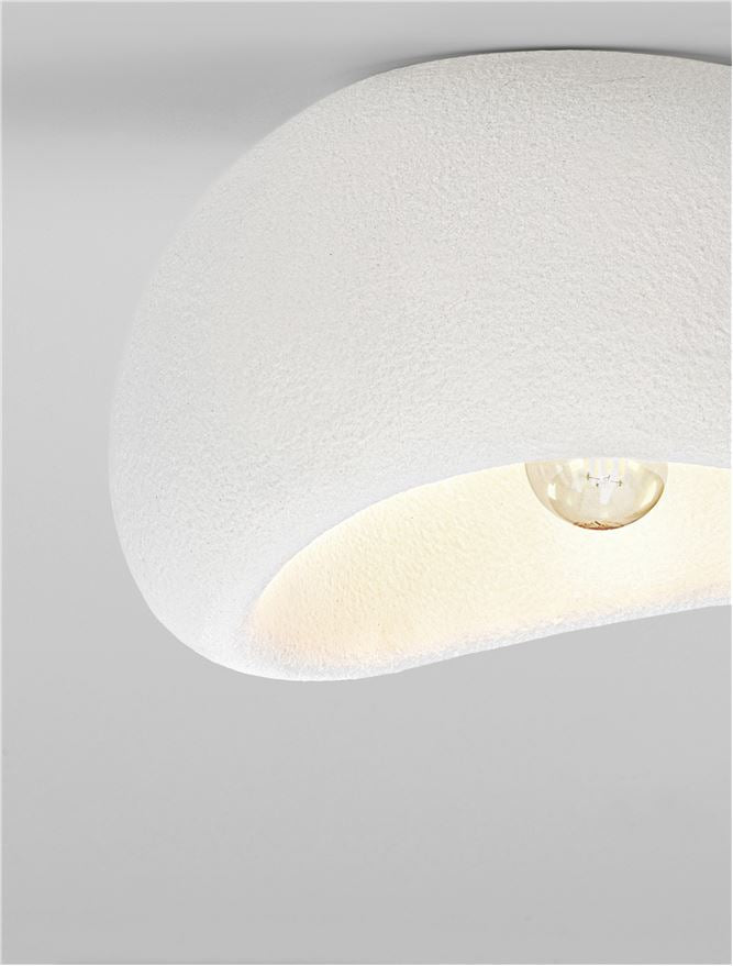 LEF Small Sandy White Polyurethane & Resin Quaver Flush Ceiling Light - ID 13567
