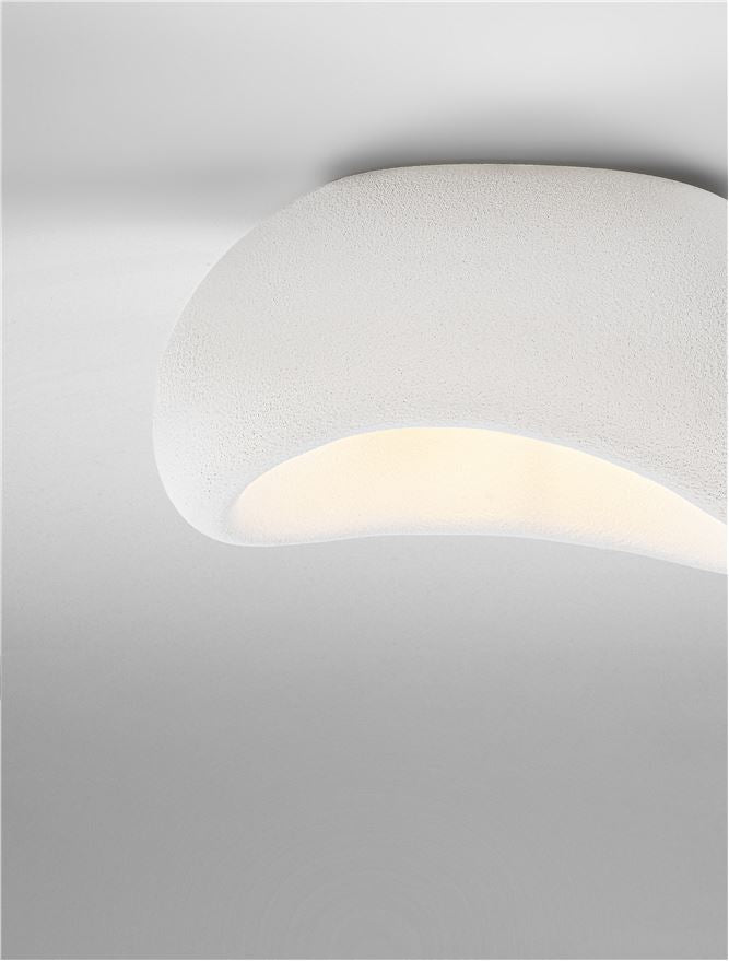 LEF Medium Sandy White Polyurethane & Resin Quaver Flush Ceiling Light - ID 13568