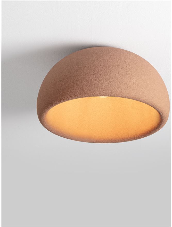 DAV Stone Red Polyurethane Natural Form Large Semi-Flush Ceiling Light - ID 14500
