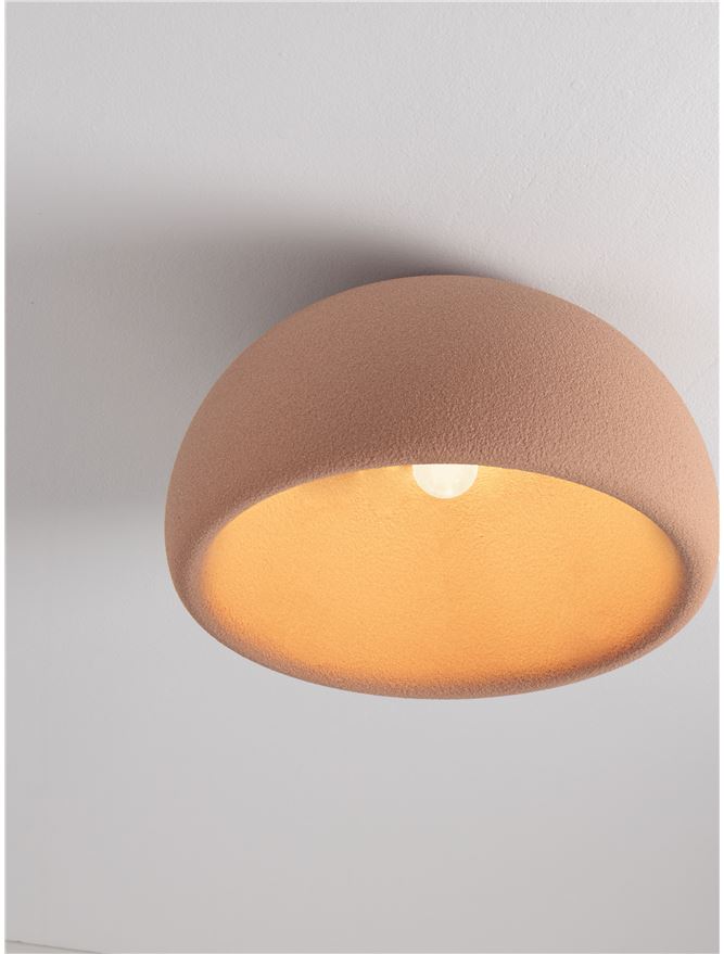 DAV Stone Red Polyurethane Natural Form Large Semi-Flush Ceiling Light - ID 14500