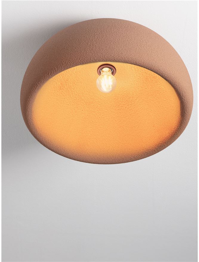 DAV Stone Red Polyurethane Natural Form Large Semi-Flush Ceiling Light - ID 14500
