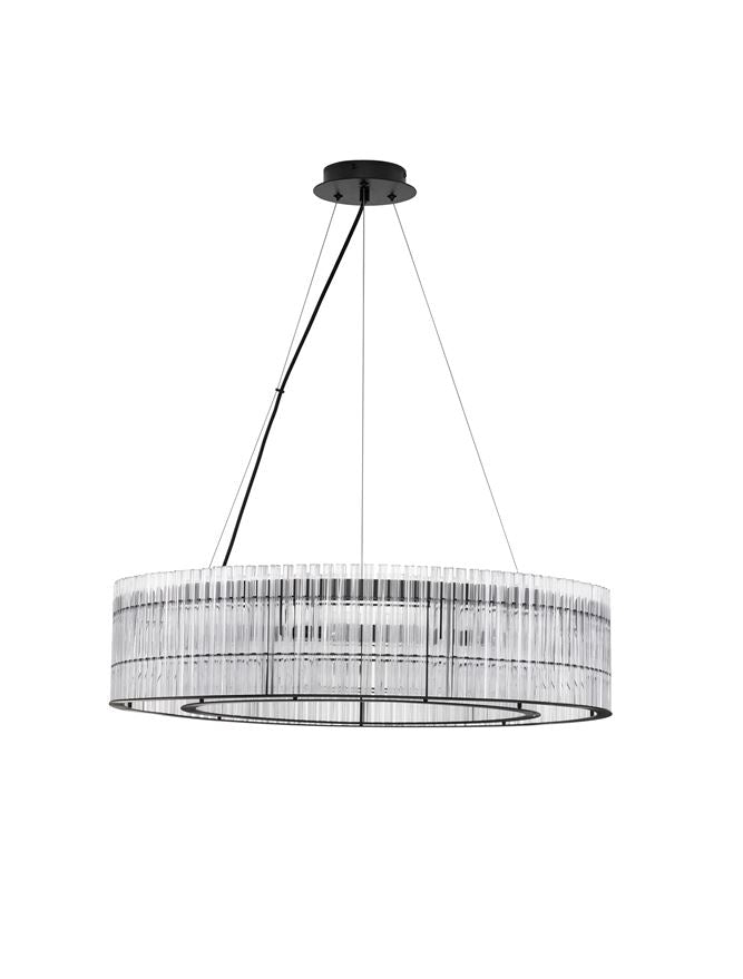 BAR Matt Black Metal & Clear Glass Pendant - ID 13190