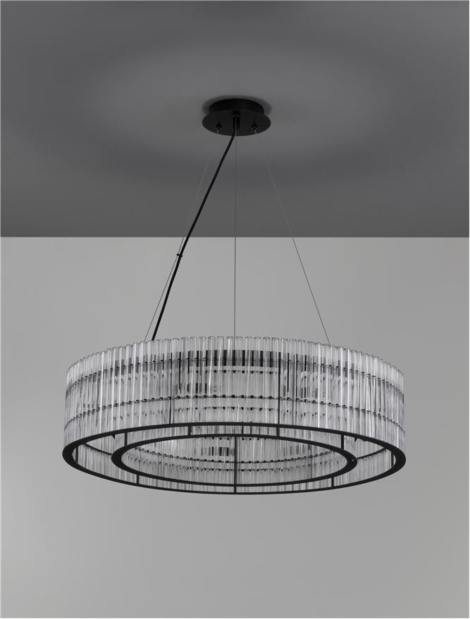 BAR Matt Black Metal & Clear Glass Pendant - ID 13190