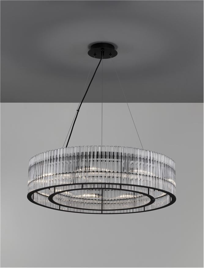 BAR Matt Black Metal & Clear Glass Pendant - ID 13190