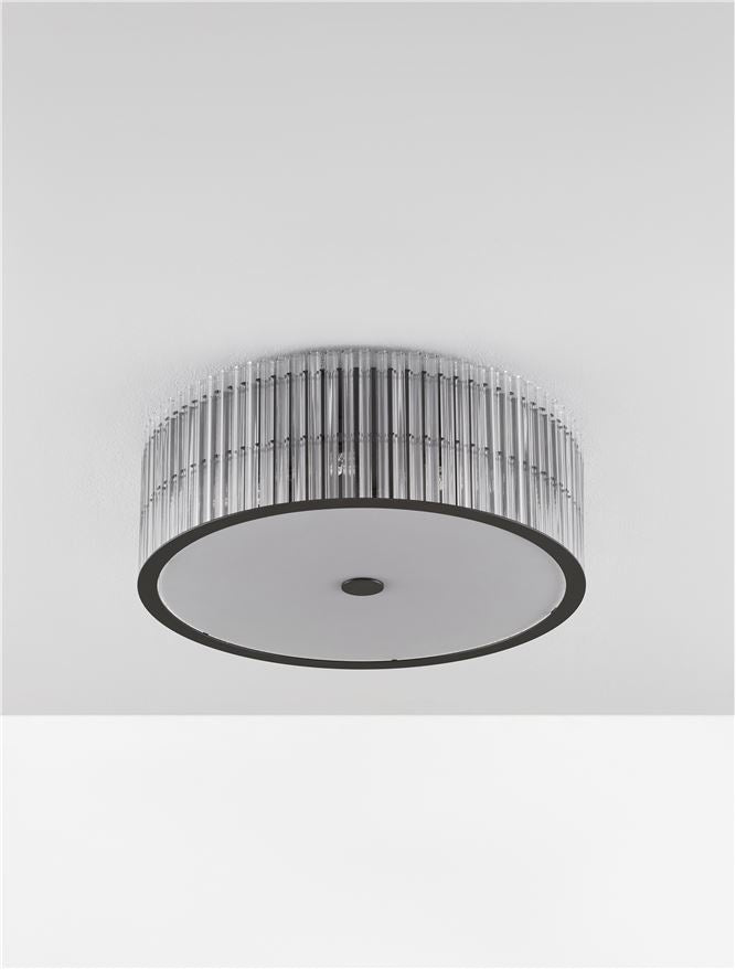 BAR Matt Black Metal & Clear Glass Semi-Flush Ceiling Light - ID 13200