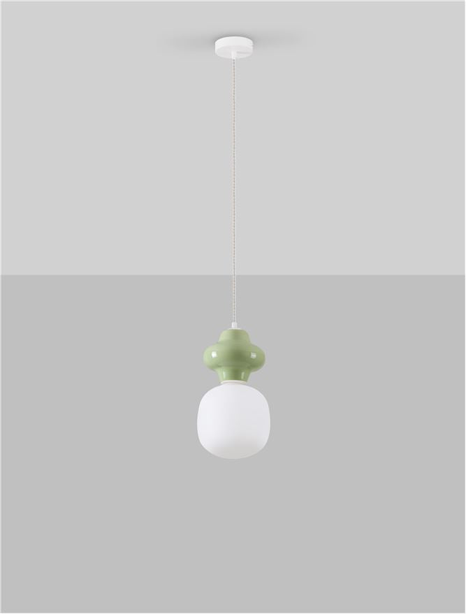 CHI Green Ceramic & Opal Glass Single Pendant - 13276