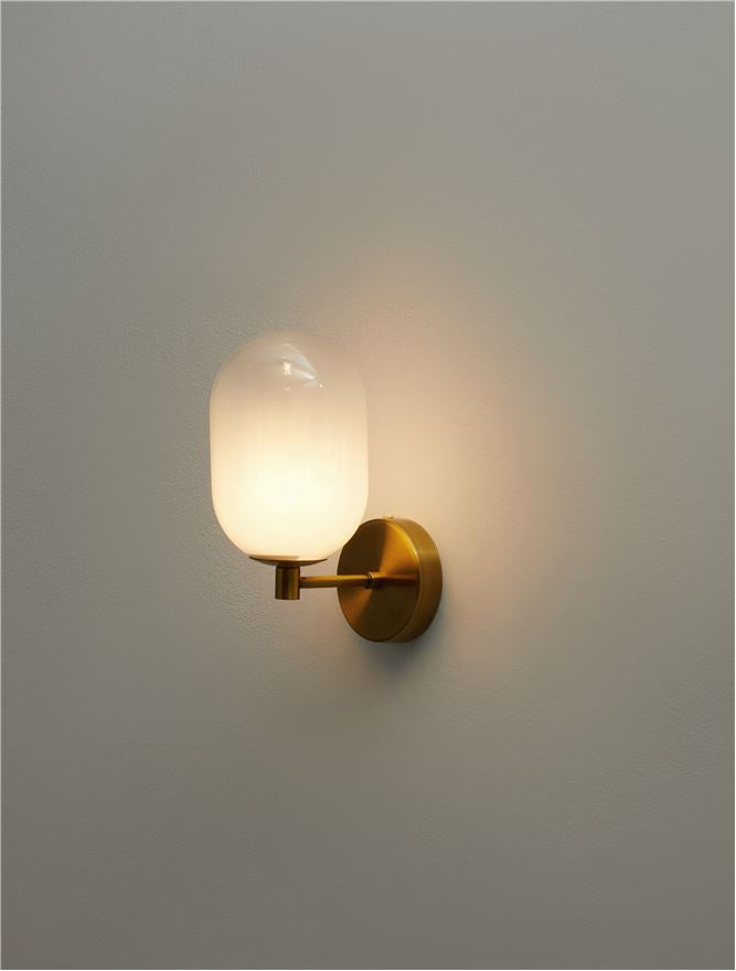 BAL Brass Gold Metal Wall Light With Gradient White Glass - ID 12508