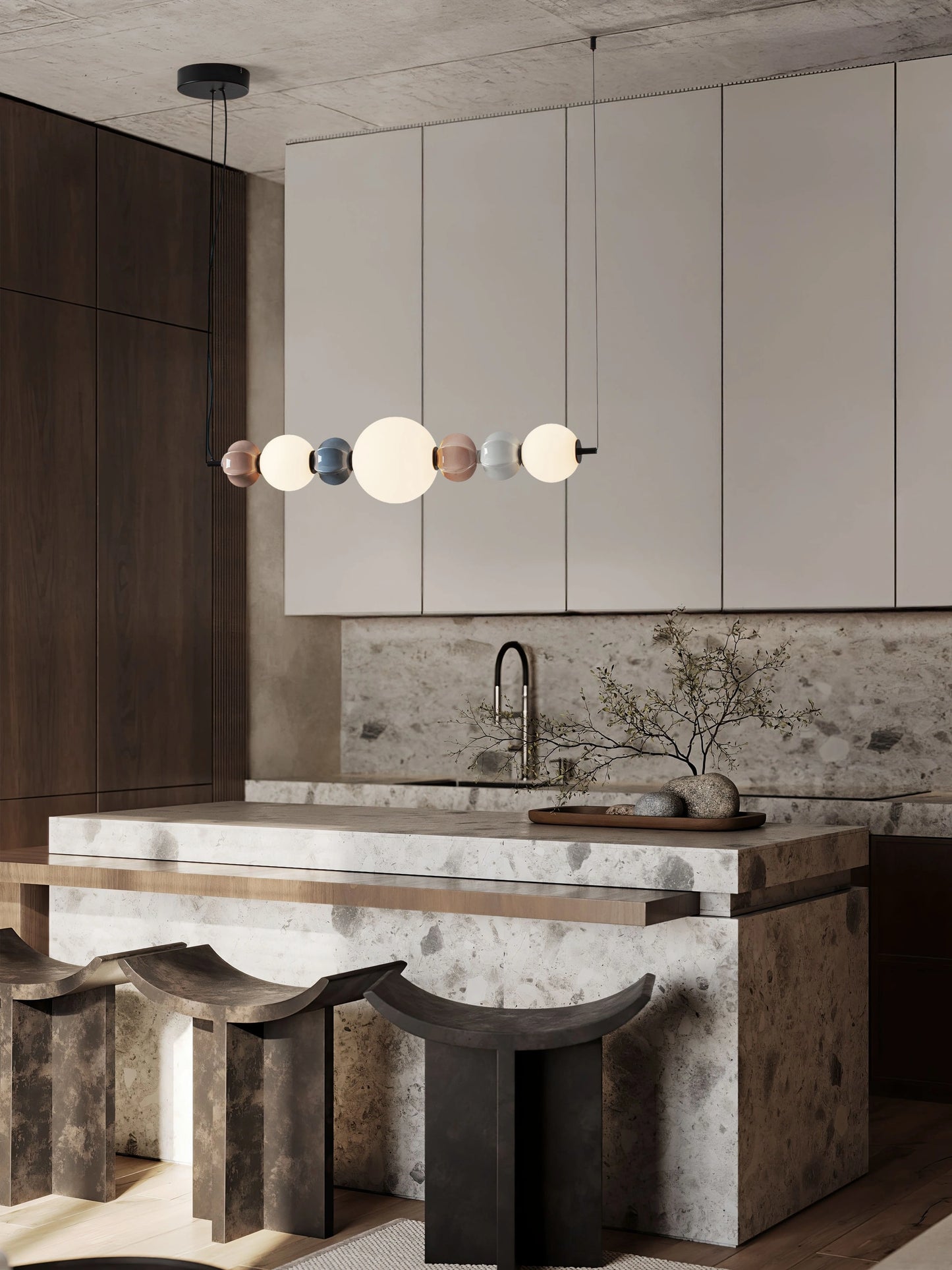 AZZ Ceramic and Glass Abstract Sphere Linear Pendant - ID 14746