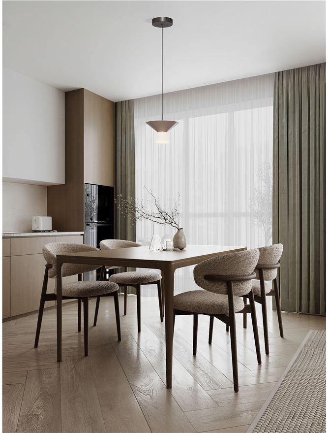 BAR Nut Brown Metal & Opal Glass Small LED Pendant - ID 14503