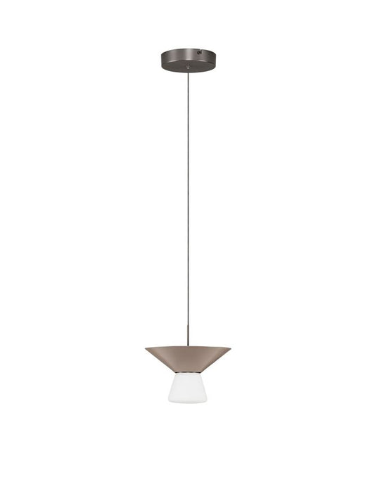 BAR Nut Brown Metal & Opal Glass Small LED Pendant - ID 14503