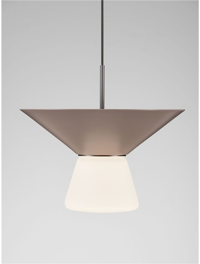 BAR Nut Brown Metal & Opal Glass Small LED Pendant - ID 14503