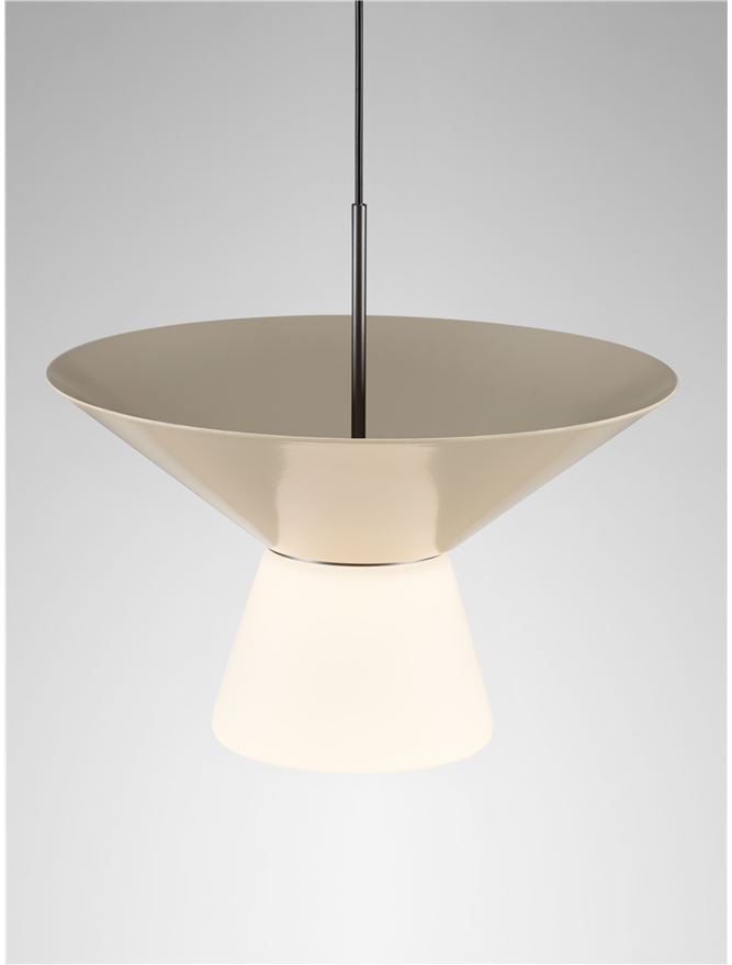 BAR White Tea Metal & Opal Glass Small LED Pendant - ID 14504