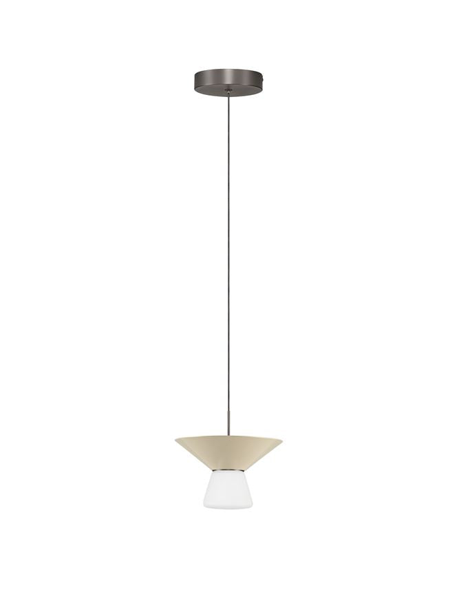 BAR White Tea Metal & Opal Glass Small LED Pendant - ID 14504