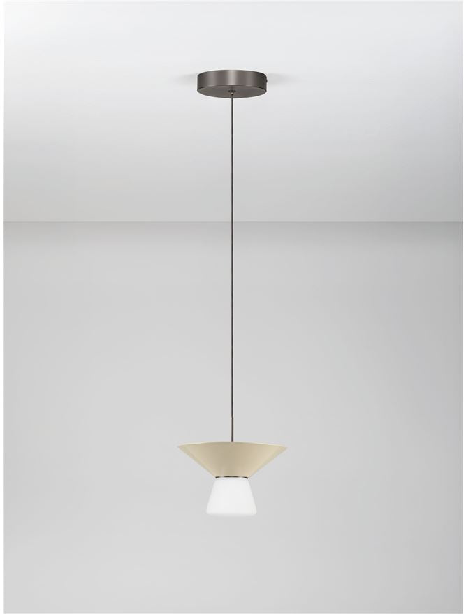 BAR White Tea Metal & Opal Glass Small LED Pendant - ID 14504