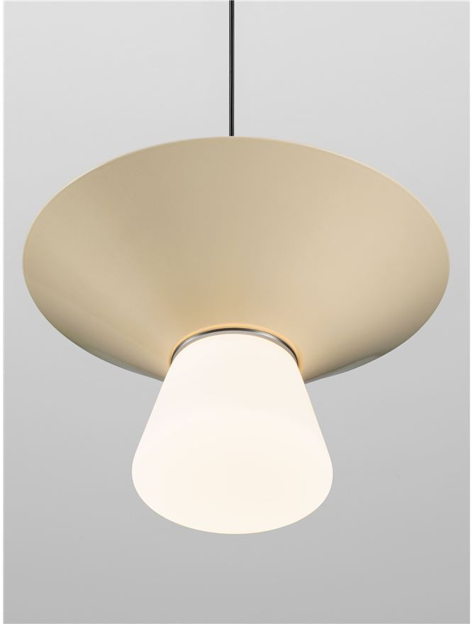 BAR White Tea Metal & Opal Glass Small LED Pendant - ID 14504