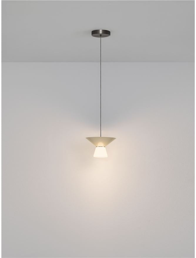 BAR White Tea Metal & Opal Glass Small LED Pendant - ID 14504
