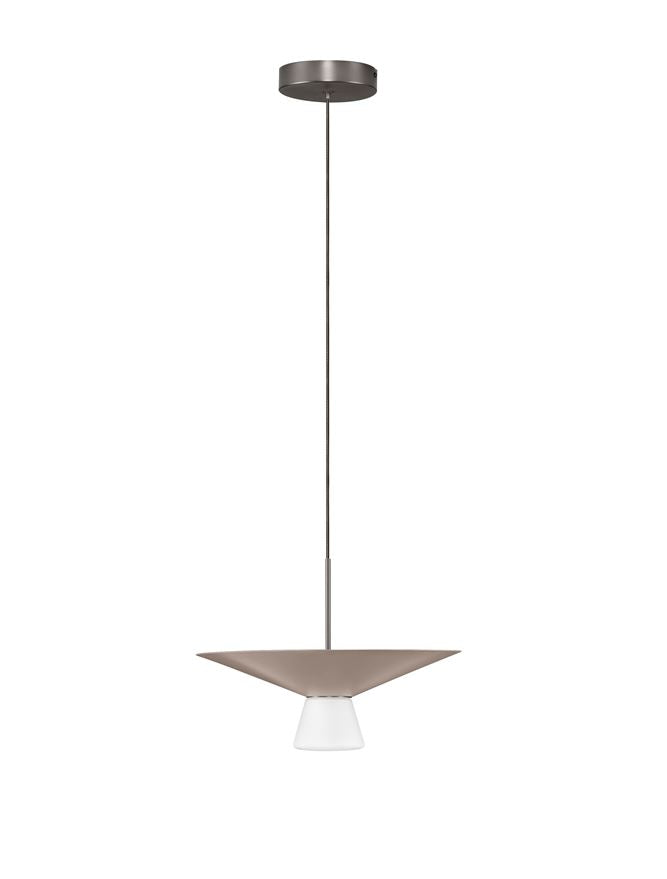 BAR Nut Brown Metal & Opal Glass Large LED Pendant - ID 14506
