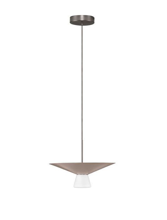 BAR Nut Brown Metal & Opal Glass Large LED Pendant - ID 14506