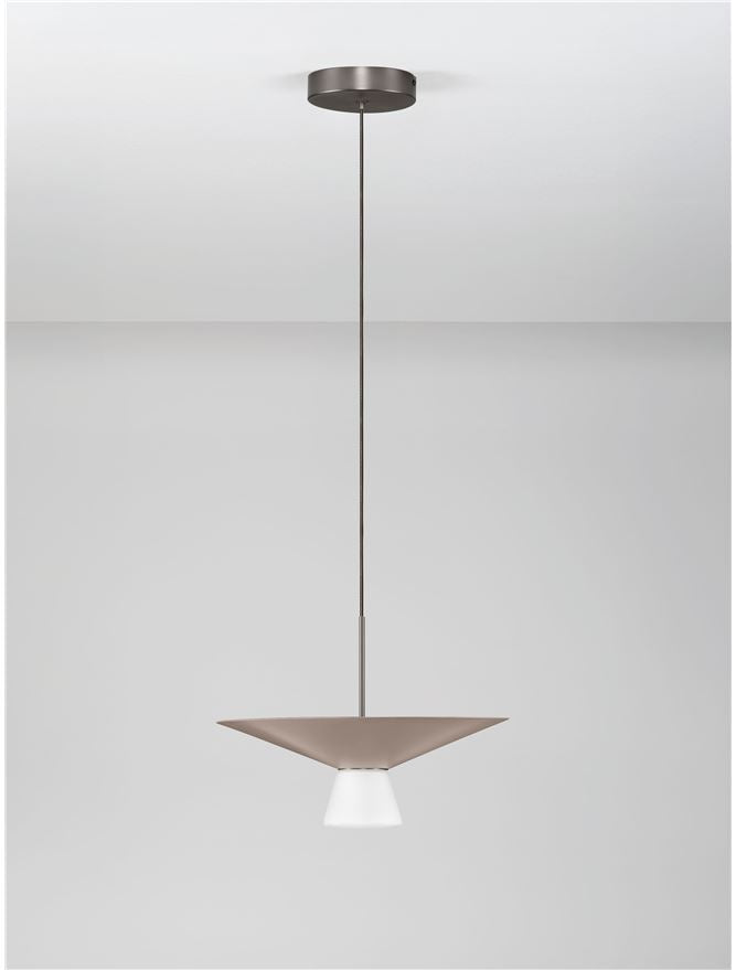 BAR Nut Brown Metal & Opal Glass Large LED Pendant - ID 14506