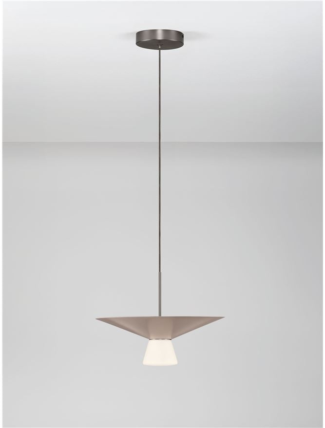 BAR Nut Brown Metal & Opal Glass Large LED Pendant - ID 14506