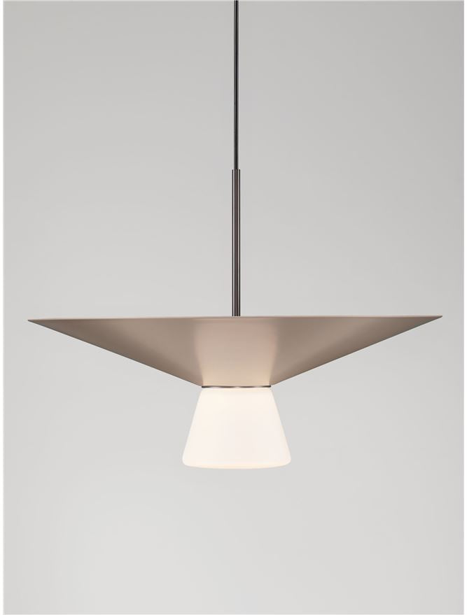 BAR Nut Brown Metal & Opal Glass Large LED Pendant - ID 14506