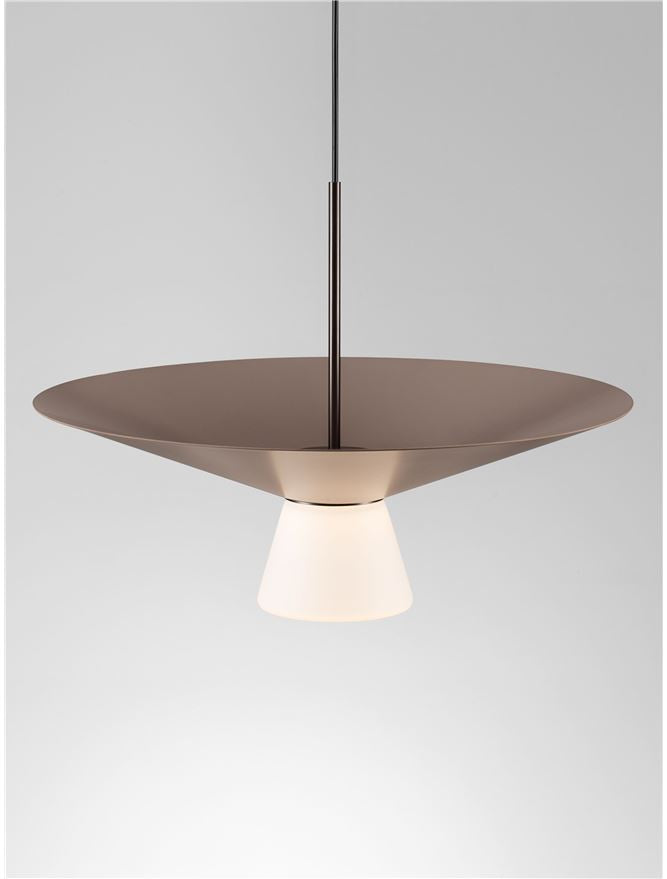 BAR Nut Brown Metal & Opal Glass Large LED Pendant - ID 14506